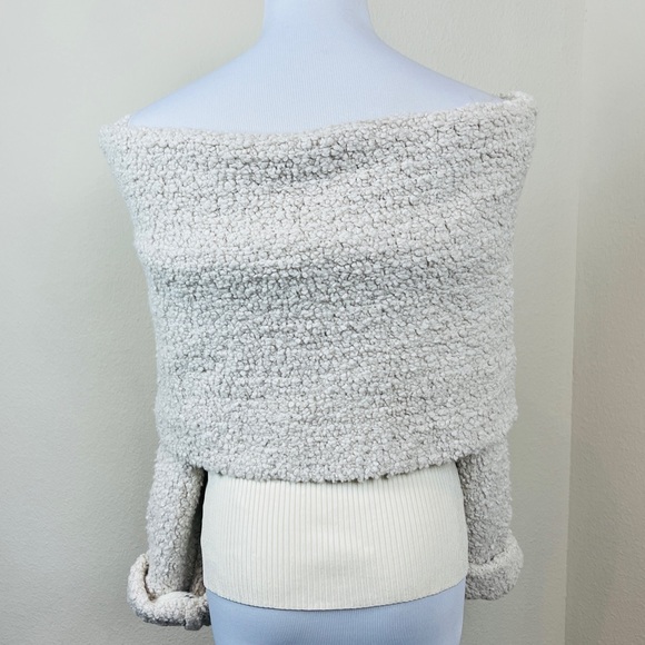 3.1 PHILLIP LIM Off The Shoulder Boucle Pullover Sweater MEDIUM Wool Fuzzy NWT - Picture 7 of 9